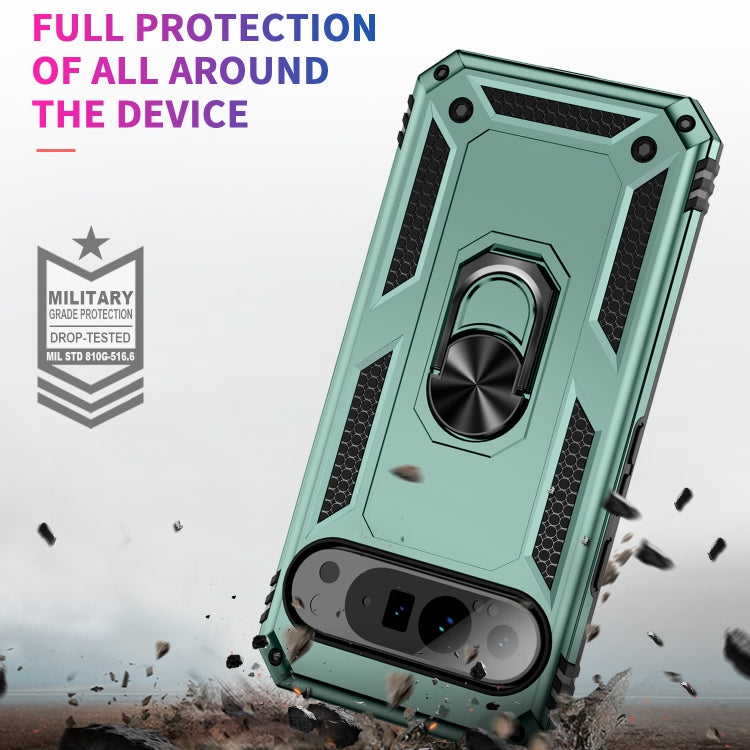 For Google Pixel 9 Pro Shockproof TPU + PC Phone Case with Holder(Dark Green) - Google Cases by PMC Jewellery | Online Shopping South Africa | PMC Jewellery | Buy Now Pay Later Mobicred