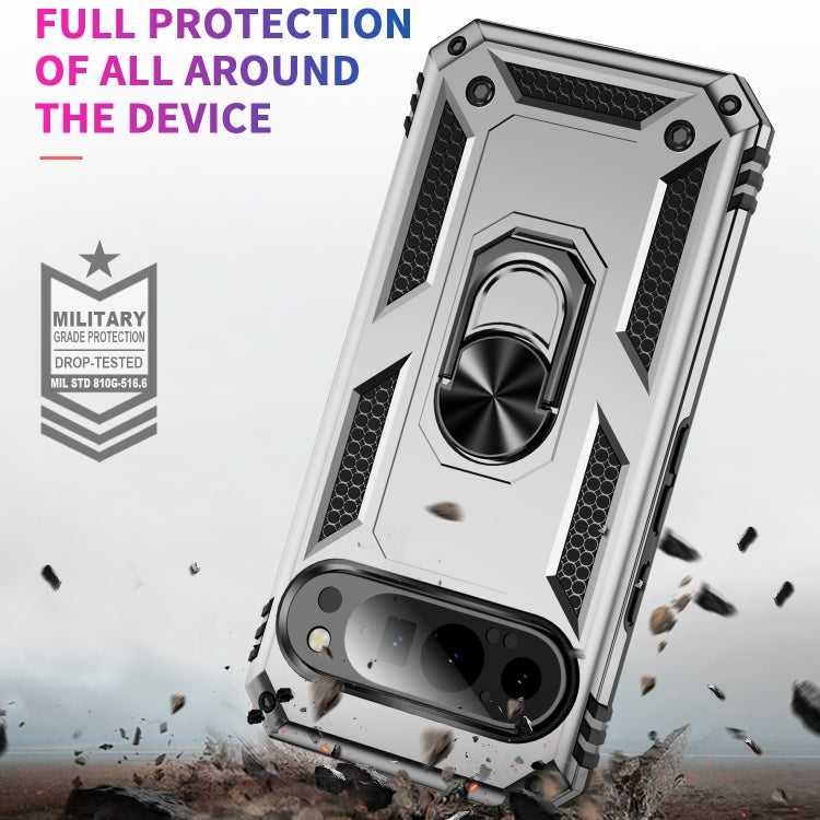 For Google Pixel 9 Shockproof TPU + PC Phone Case with Holder(Silver) - Google Cases by PMC Jewellery | Online Shopping South Africa | PMC Jewellery | Buy Now Pay Later Mobicred