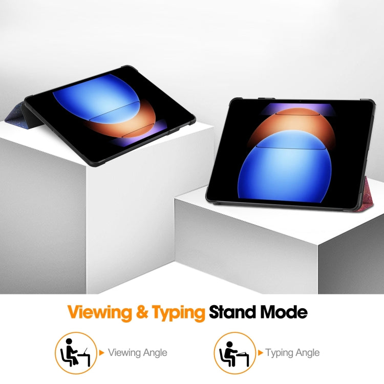 For Xiaomi Pad 6S Pro Custer Painted 3-Fold Holder Smart Leather Tablet Case(Milky Way Nebula) - More Tablet Cases by PMC TechLife | Online Shopping South Africa | PMC TechLife | Buy Now Pay Later Mobicred