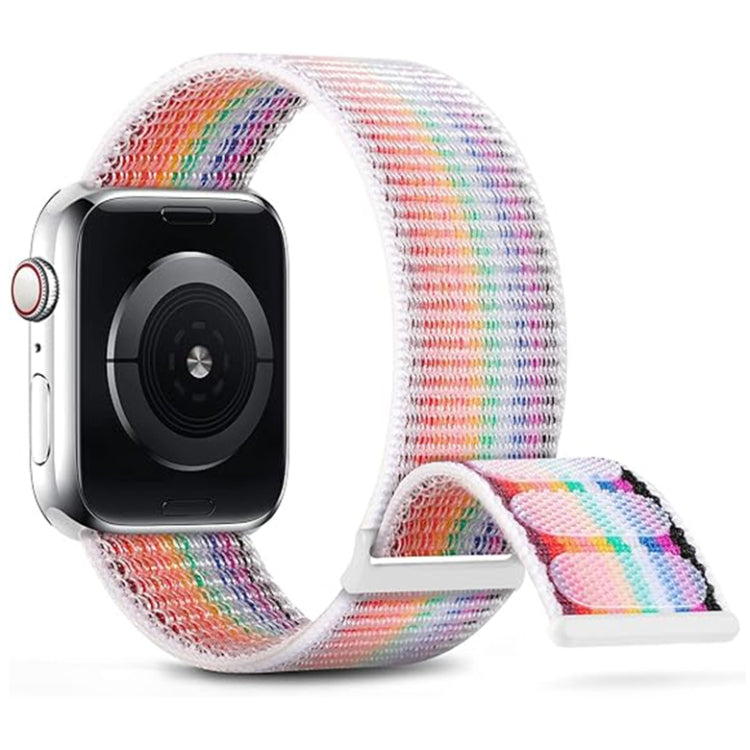 For Apple Watch Series 7 45mm Dual Hook and Loop Nylon Watch Band(Rainbow) - Watch Bands by PMC Jewellery | Online Shopping South Africa | PMC Jewellery