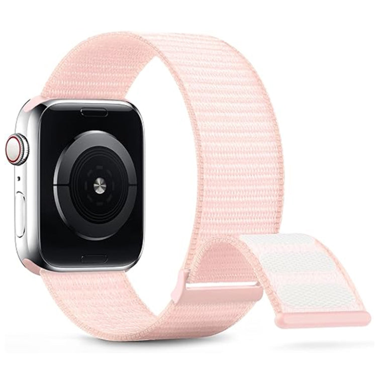 For Apple Watch Series 6 44mm Dual Hook and Loop Nylon Watch Band(Pearl Powder) - Watch Bands by PMC TechLife | Online Shopping South Africa | PMC TechLife