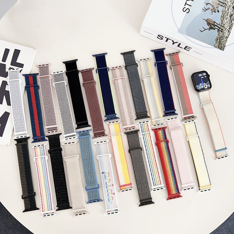 For Apple Watch Series 7 45mm Dual Hook and Loop Nylon Watch Band(Seashell) - Watch Bands by PMC TechLife | Online Shopping South Africa | PMC TechLife