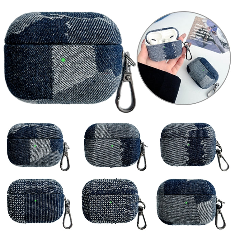 For AirPods Pro Stitching Denim Cloth Bluetooth Earphone Protective Case(Grid) - For AirPods Pro by PMC Jewellery | Online Shopping South Africa | PMC Jewellery | Buy Now Pay Later Mobicred