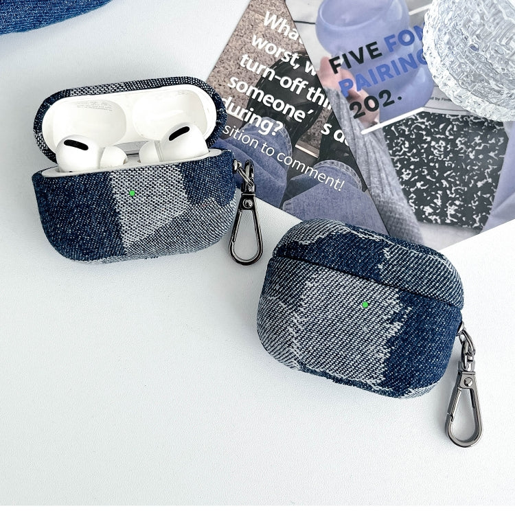 For AirPods Pro 2 Stitching Denim Cloth Bluetooth Earphone Protective Case(Grid) - For AirPods Pro 2 by PMC Jewellery | Online Shopping South Africa | PMC Jewellery | Buy Now Pay Later Mobicred