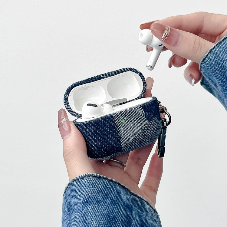 For AirPods Pro 2 Stitching Denim Cloth Bluetooth Earphone Protective Case(Grid) - For AirPods Pro 2 by PMC Jewellery | Online Shopping South Africa | PMC Jewellery | Buy Now Pay Later Mobicred