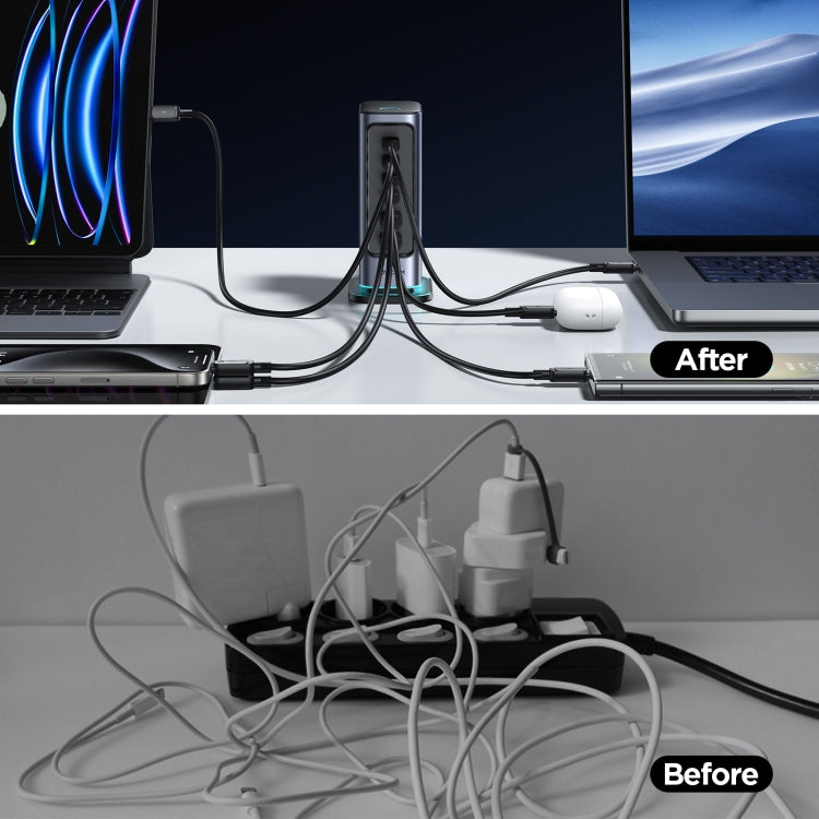 JOYROOM JR-TCM02 6 in 1 65W GaN 4 USB-C & 2 USB-A Multi-port Charger, Power Plug:UK Plug(Dark Gray) - free shipping - PMC Jewellery - Order now!