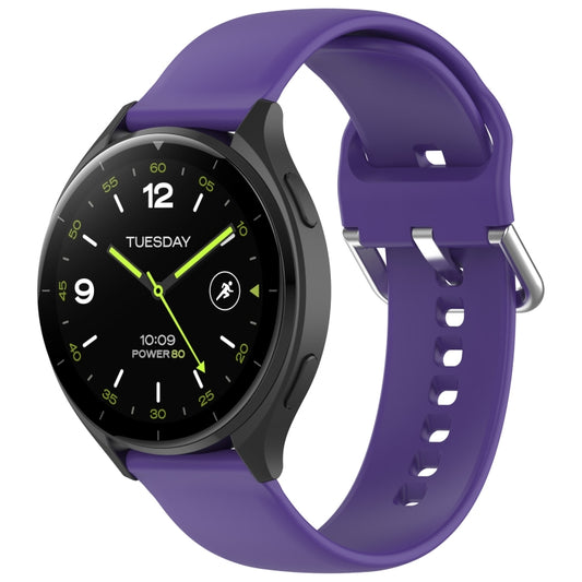 For Xiaomi Watch 2 Solid Color Metal Silver Buckle Silicone Watch Band, Size: S(Purple) - Watch Bands by PMC Jewellery | Online Shopping South Africa | PMC Jewellery