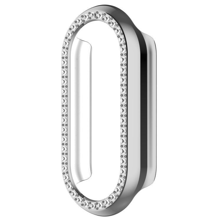 For Xiaomi Mi Band 8 Diamond Half Pack Hollow PC Watch Protective Case(Silver) - Watch Cases by PMC Jewellery | Online Shopping South Africa | PMC Jewellery