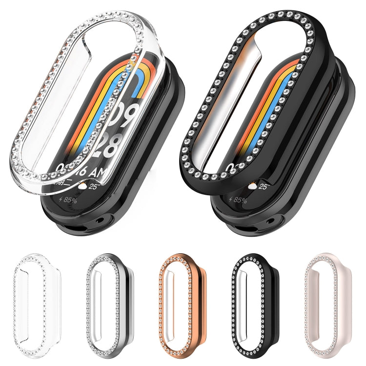 For Xiaomi Mi Band 8 Diamond Half Pack Hollow PC Watch Protective Case(Black) - Watch Cases by PMC Jewellery | Online Shopping South Africa | PMC Jewellery