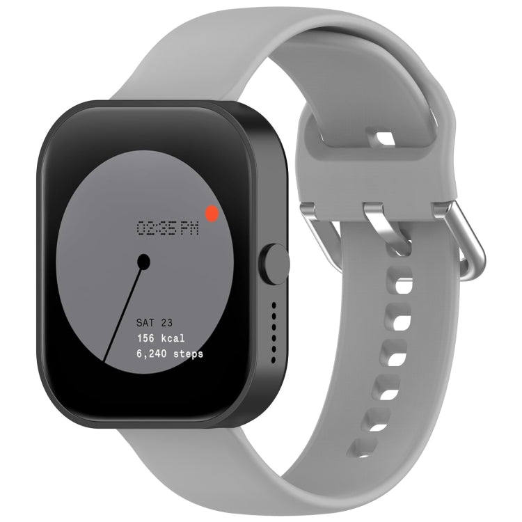 For CMF Watch Pro D395 22mm Solid Color Silver Buckle Silicone Watch Band, Size:S(Grey) - Watch Bands by PMC TechLife | Online Shopping South Africa | PMC TechLife