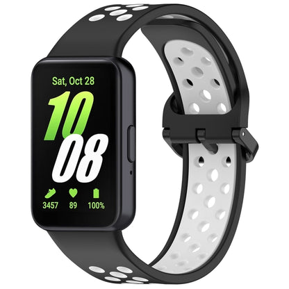 For Samsung Galaxy Fit 3 Two Color Breathable Silicone Watch Band(Black White) - Watch Bands by PMC Jewellery | Online Shopping South Africa | PMC Jewellery