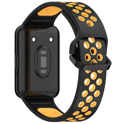 For Samsung Galaxy Fit 3 Two Color Breathable Silicone Watch Band(Black Yellow) - Watch Bands by PMC Jewellery | Online Shopping South Africa | PMC Jewellery