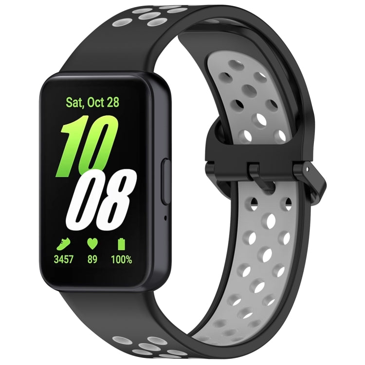 For Samsung Galaxy Fit 3 Two Color Breathable Silicone Watch Band(Black Grey) - Watch Bands by PMC Jewellery | Online Shopping South Africa | PMC Jewellery