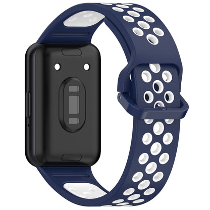 For Samsung Galaxy Fit 3 Two Color Breathable Silicone Watch Band(Midnight Blue White) - Watch Bands by PMC Jewellery | Online Shopping South Africa | PMC Jewellery