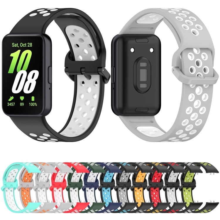 For Samsung Galaxy Fit 3 Two Color Breathable Silicone Watch Band(Grey Orange) - Watch Bands by PMC TechLife | Online Shopping South Africa | PMC TechLife