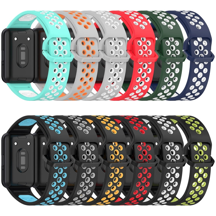 For Samsung Galaxy Fit 3 Two Color Breathable Silicone Watch Band(Black Blue) - Watch Bands by PMC TechLife | Online Shopping South Africa | PMC TechLife