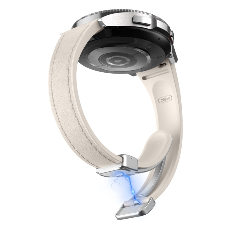 For Samsung Galaxy Watch 6 Slim Magnetic Silver Buckle Leather Silicone Watch Band(Starlight) - Watch Bands by PMC TechLife | Online Shopping South Africa | PMC TechLife