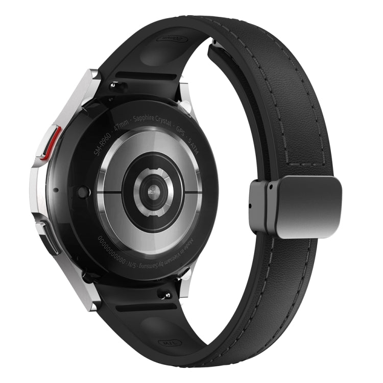 For Samsung Galaxy Watch 6 Slim Magnetic Black Buckle Leather Silicone Watch Band(Black) - Watch Bands by PMC TechLife | Online Shopping South Africa | PMC TechLife | Buy Now Pay Later Mobicred