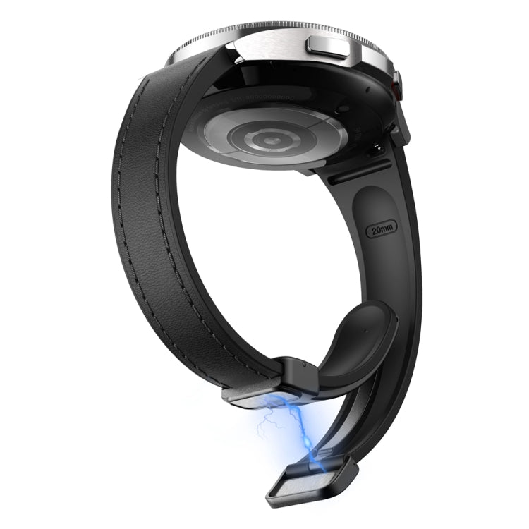 For Samsung Galaxy Watch 6 Slim Magnetic Black Buckle Leather Silicone Watch Band(Black) - Watch Bands by PMC TechLife | Online Shopping South Africa | PMC TechLife | Buy Now Pay Later Mobicred