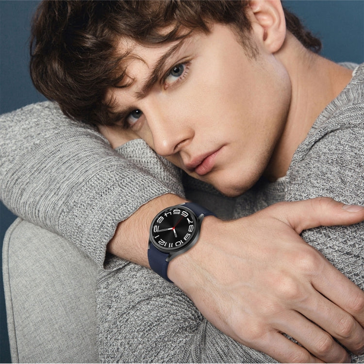 For Samsung Galaxy Watch 6 Magnetic Silver Buckle Leather Silicone Watch Band(Midnight Blue) - Watch Bands by PMC TechLife | Online Shopping South Africa | PMC TechLife