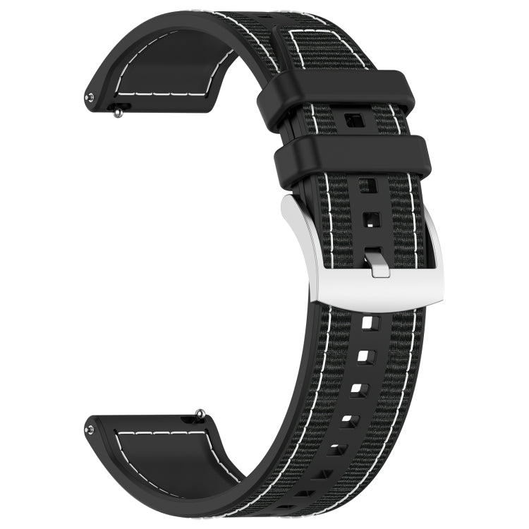 22mm Hybrid Nylon Braid Silicone Watch Band(Black) - 22mm Bands by PMC Jewellery | Online Shopping South Africa | PMC Jewellery