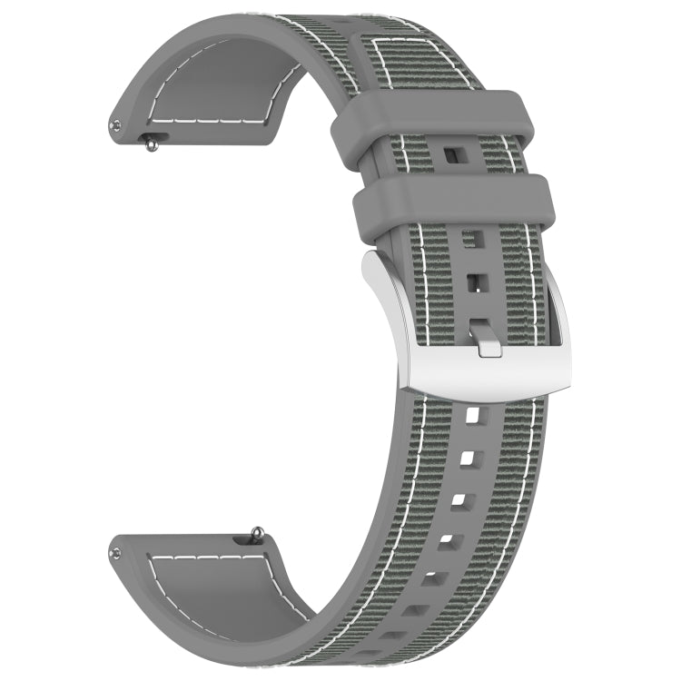 22mm Hybrid Nylon Braid Silicone Watch Band(Grey) - 22mm Bands by PMC Jewellery | Online Shopping South Africa | PMC Jewellery