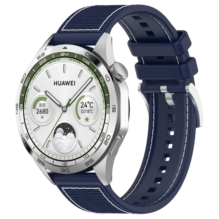 22mm Hybrid Nylon Braid Silicone Watch Band(Midnight Blue) - 22mm Bands by PMC TechLife | Online Shopping South Africa | PMC TechLife