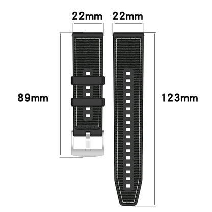 22mm Hybrid Nylon Braid Silicone Watch Band(Grey) - 22mm Bands by PMC Jewellery | Online Shopping South Africa | PMC Jewellery