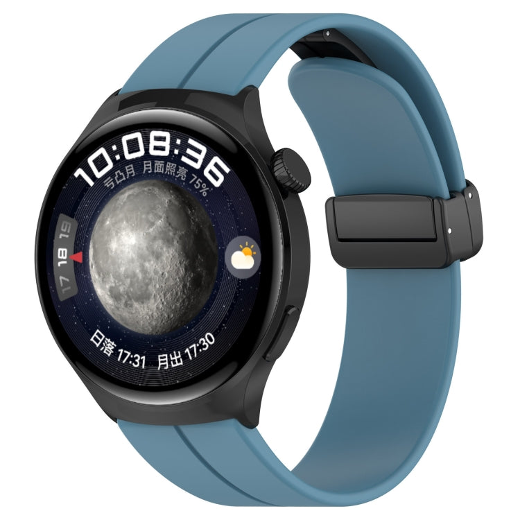 18mm Groove Folding Black Buckle Silicone Watch Band(Blue) - 18mm Bands by PMC TechLife | Online Shopping South Africa | PMC TechLife | Buy Now Pay Later Mobicred