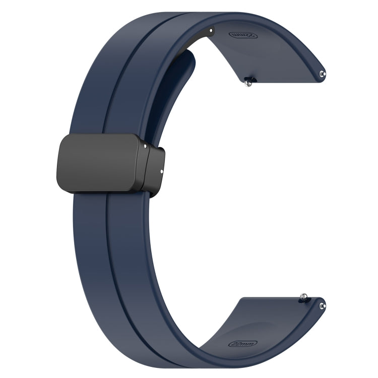 18mm Groove Folding Black Buckle Silicone Watch Band(Midnight Blue) - 20mm Bands by PMC Jewellery | Online Shopping South Africa | PMC Jewellery