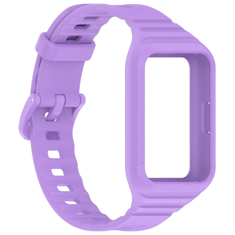 For Samsung Galaxy Fit 3 Solid Color Integrated TPU Watch Band(Purple) - Watch Bands by PMC Jewellery | Online Shopping South Africa | PMC Jewellery