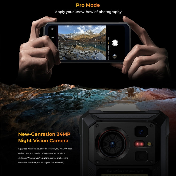 HOTWAV W11 Rugged Phone, 6GB+256GB, Night Vision, 20800mAh, 6.6 inch Android 13 MT8788 Octa Core, Network: 4G, OTG(Cosmic Black) - free shipping - PMC TechLife - Order now!