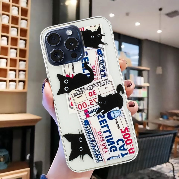 For iPhone 16 Pro Colorful Painting Pattern TPU Phone Case(Black Cat) - iPhone 16 Pro Cases by PMC Jewellery | Online Shopping South Africa | PMC Jewellery | Buy Now Pay Later Mobicred