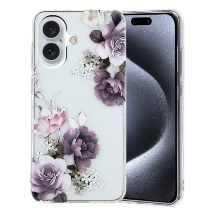 For iPhone 16 Plus Colorful Painting Pattern TPU Phone Case(Peony) - iPhone 16 Plus Cases by PMC Jewellery | Online Shopping South Africa | PMC Jewellery | Buy Now Pay Later Mobicred