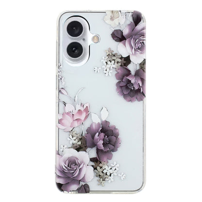 For iPhone 16 Plus Colorful Painting Pattern TPU Phone Case(Peony) - iPhone 16 Plus Cases by PMC Jewellery | Online Shopping South Africa | PMC Jewellery | Buy Now Pay Later Mobicred