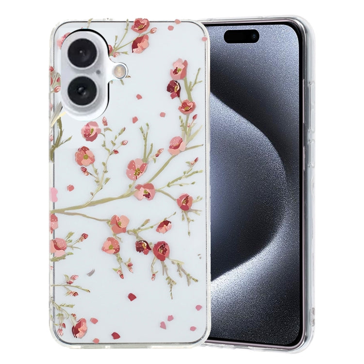 For iPhone 16 Colorful Painting Pattern TPU Phone Case(Red Flowers) - iPhone 16 Cases by PMC TechLife | Online Shopping South Africa | PMC TechLife | Buy Now Pay Later Mobicred