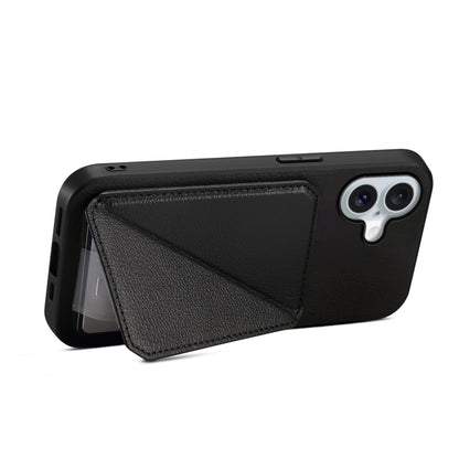 For iPhone 16 Plus D04 Calf Texture Dual Card Slot Holder Phone Case(Black) - iPhone 16 Plus Cases by PMC Jewellery | Online Shopping South Africa | PMC Jewellery | Buy Now Pay Later Mobicred