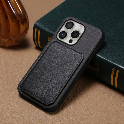 For iPhone 16 Pro Max D04 Calf Texture Dual Card Slot Holder Phone Case(Black) - iPhone 16 Pro Max Cases by PMC Jewellery | Online Shopping South Africa | PMC Jewellery | Buy Now Pay Later Mobicred