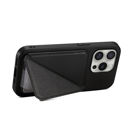 For iPhone 16 Pro Max D04 Calf Texture Dual Card Slot Holder Phone Case(Black) - iPhone 16 Pro Max Cases by PMC Jewellery | Online Shopping South Africa | PMC Jewellery | Buy Now Pay Later Mobicred