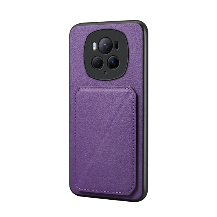 For Honor Magic6 Pro 5G D04 Calf Texture Dual Card Slot Holder Phone Case(Purple) - Honor Cases by PMC Jewellery | Online Shopping South Africa | PMC Jewellery | Buy Now Pay Later Mobicred