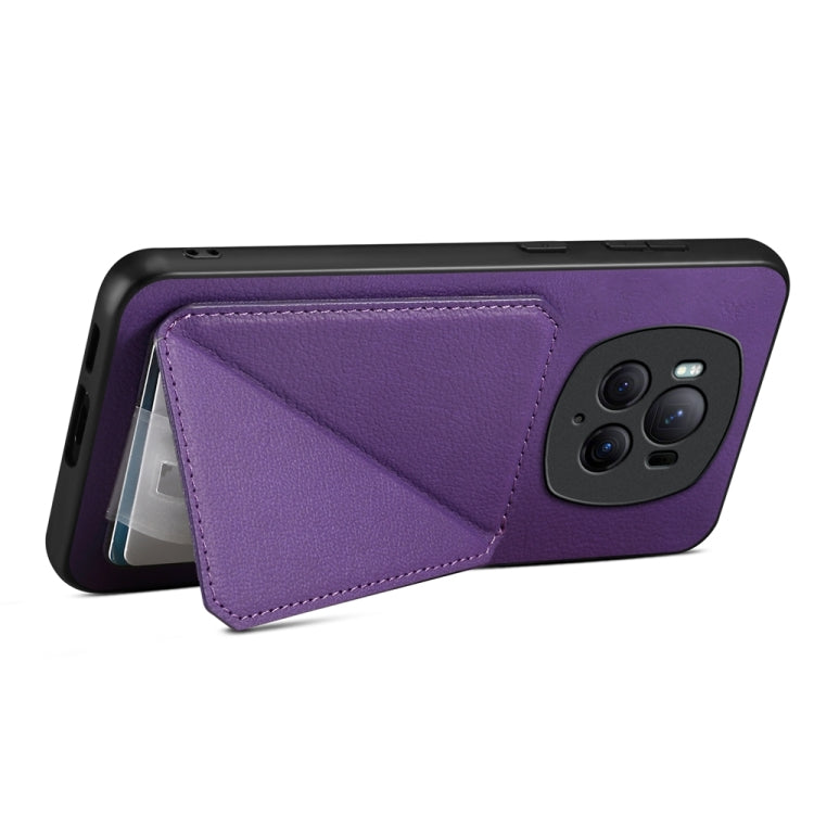 For Honor Magic6 Pro 5G D04 Calf Texture Dual Card Slot Holder Phone Case(Purple) - Honor Cases by PMC Jewellery | Online Shopping South Africa | PMC Jewellery | Buy Now Pay Later Mobicred