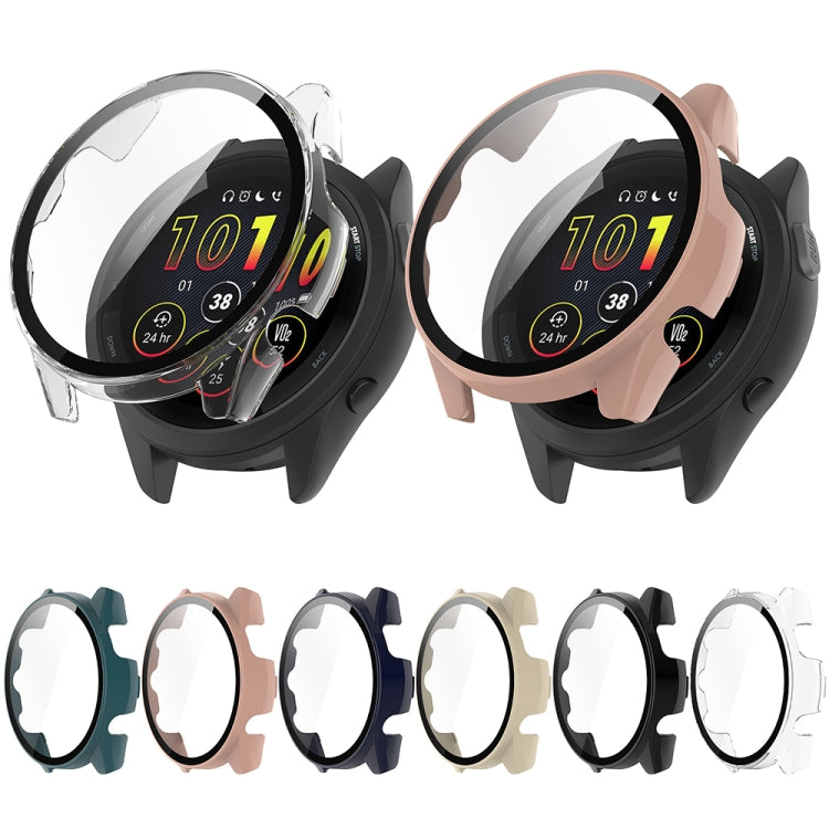 For Garmin Forerunner 165 / 165 Music PC + Tempered Film Integrated Watch Protective Case(Transparent) - Watch Cases by PMC TechLife | Online Shopping South Africa | PMC TechLife