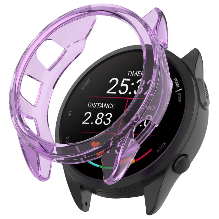 For Garmin Forerunner 165 / 165 Music Half Pack Hollow TPU Watch Protective Case(Transparent Purple) - Watch Cases by PMC TechLife | Online Shopping South Africa | PMC TechLife