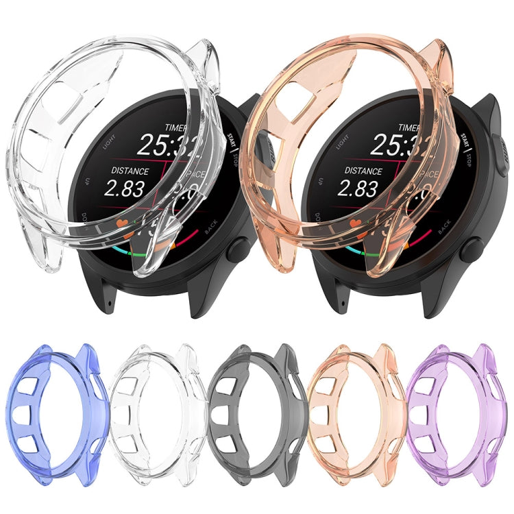 For Garmin Forerunner 165 / 165 Music Half Pack Hollow TPU Watch Protective Case(Transparent Purple) - Watch Cases by PMC TechLife | Online Shopping South Africa | PMC TechLife
