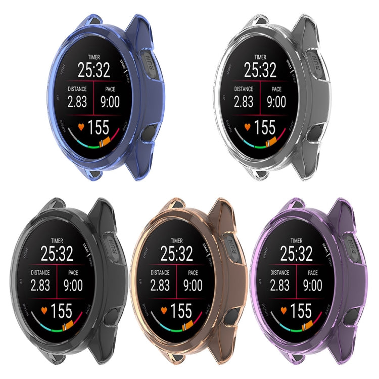 For Garmin Forerunner 165 / 165 Music Half Pack Hollow TPU Watch Protective Case(Transparent Purple) - Watch Cases by PMC TechLife | Online Shopping South Africa | PMC TechLife