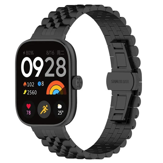 For Xiaomi Mi Band 8 Pro Five-bead Butterfly Buckle Metal Watch Band(Black) - Watch Bands by PMC Jewellery | Online Shopping South Africa | PMC Jewellery