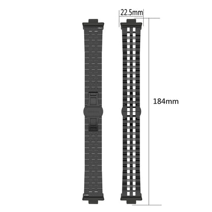 For  Xiaomi Redmi Watch 4 Five-bead Butterfly Buckle Metal Watch Band(Silver Black A) - Watch Bands by PMC Jewellery | Online Shopping South Africa | PMC Jewellery