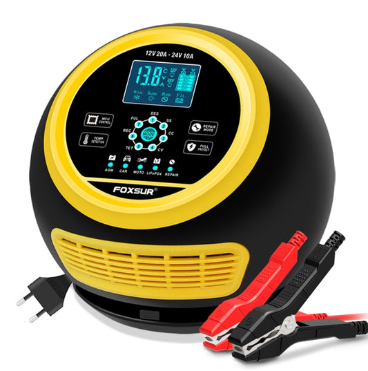 FOXSUR 20A 12V 24V Car / Motorcycle Smart Battery Charger, Plug Type:US Plug(Yellow) - Battery Charger by FOXSUR | Online Shopping South Africa | PMC Jewellery | Buy Now Pay Later Mobicred