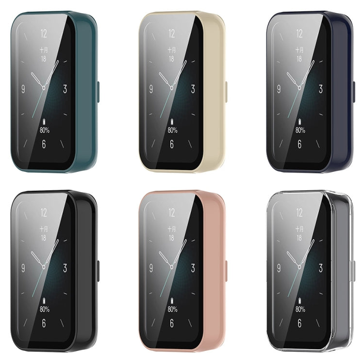For Honor Band 9 PC + Tempered Film Integrated Watch Protective Case(Pine Green) - Watch Cases by PMC TechLife | Online Shopping South Africa | PMC TechLife