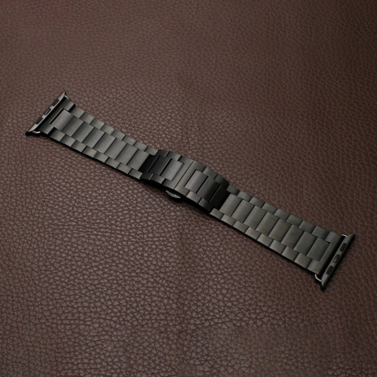 For Apple Watch SE 2023 40mm Three-bead Butterfly Buckle Metal Watch Band(Black) - Watch Bands by PMC TechLife | Online Shopping South Africa | PMC TechLife